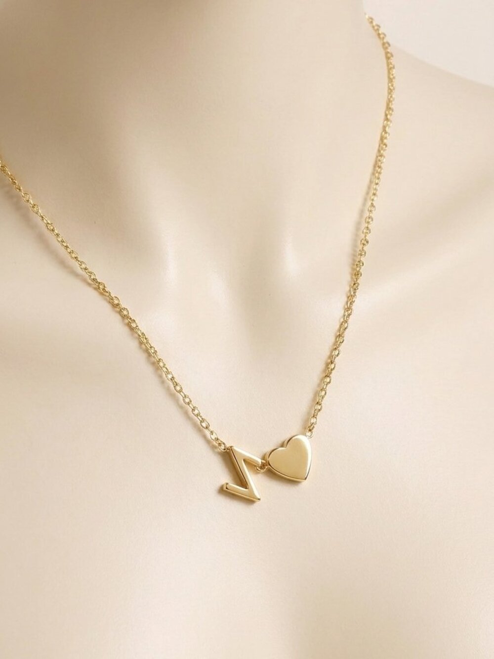 Turandoss Letter Z Heart Necklace 14K Gold Plated Dainty New Sealed